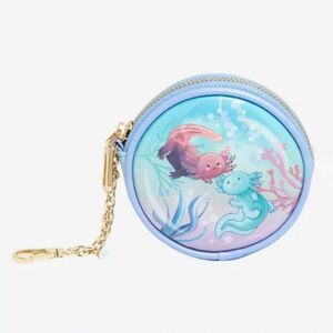 Box Lunch Axolotl Aquarium Round Coin Change Purse Wallet Bag Charm New OOS